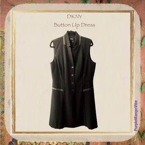 DKNY | Black Dress with Faux Leather Details | Size XL